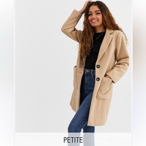 New Look Petite Cream Beige Coat - Size 2